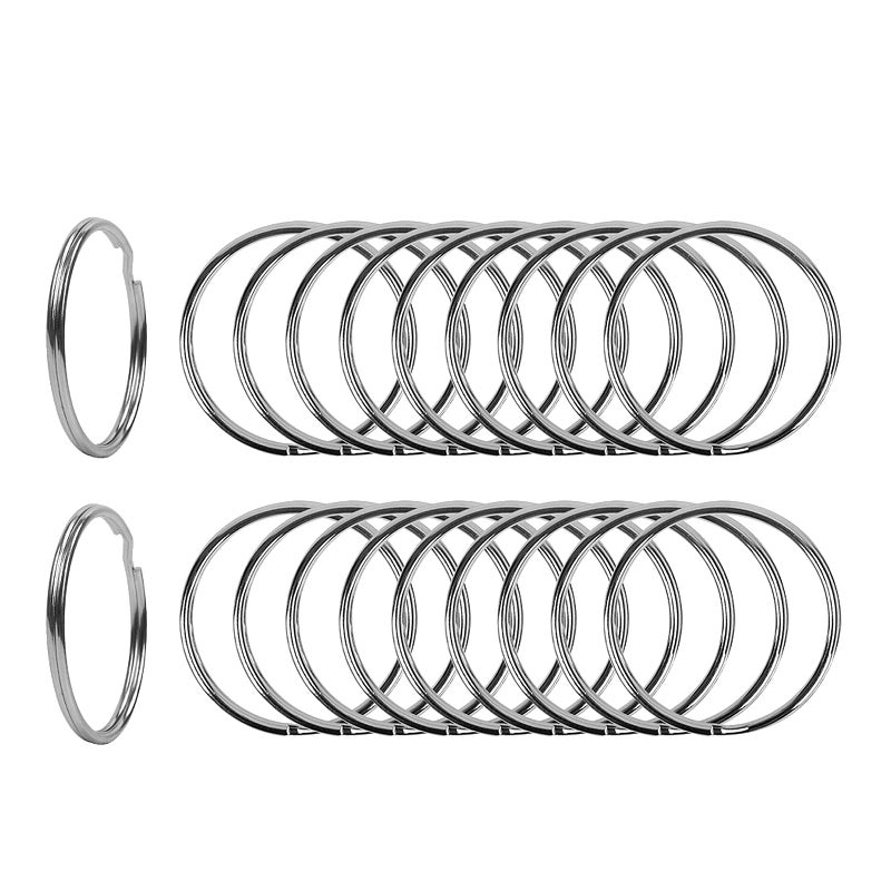 Newflager 2 Inch Flat Key Rings - Large Split Key Rings - Silver Steel Round Edged Circular Keychain Ring Clips - Sturdy Key Chain Ring Connector (Pack of 20) - Image 1